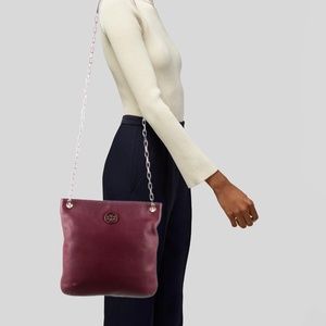 TORY BURCH~Swingpack Hobo~IMPERIAL GARNET LEATHER 2-WAY WHIPSTITCH CROSSBODY BAG
